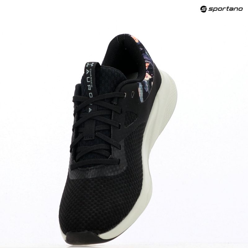 Under Armour Charged Aurora 2+ női edzőcipő fekete/hidro zöld/metál meleg ezüst 15