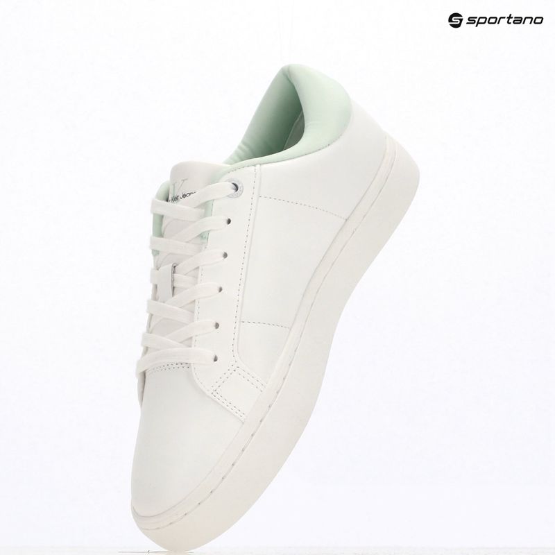 Calvin Klein női cipő YW0YW01444 Classic Cupsole Lowlaceup Lth Wn fényes fehér/holdfény jade 9