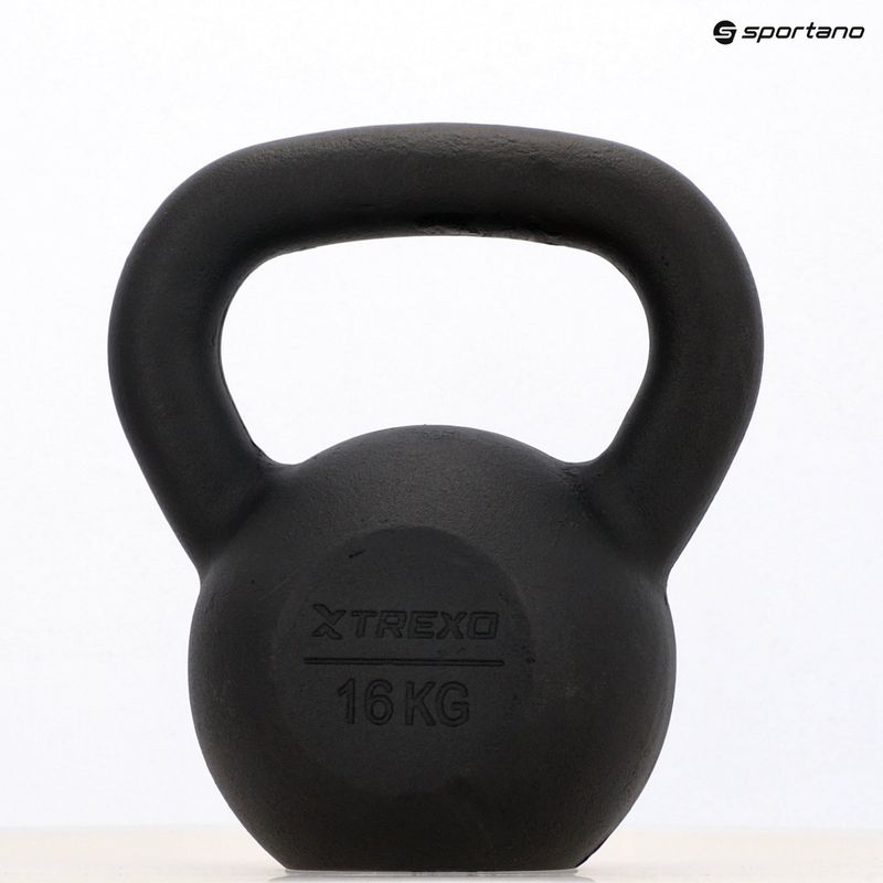 TREXO 16 kg fekete öntöttvas kettlebell 8