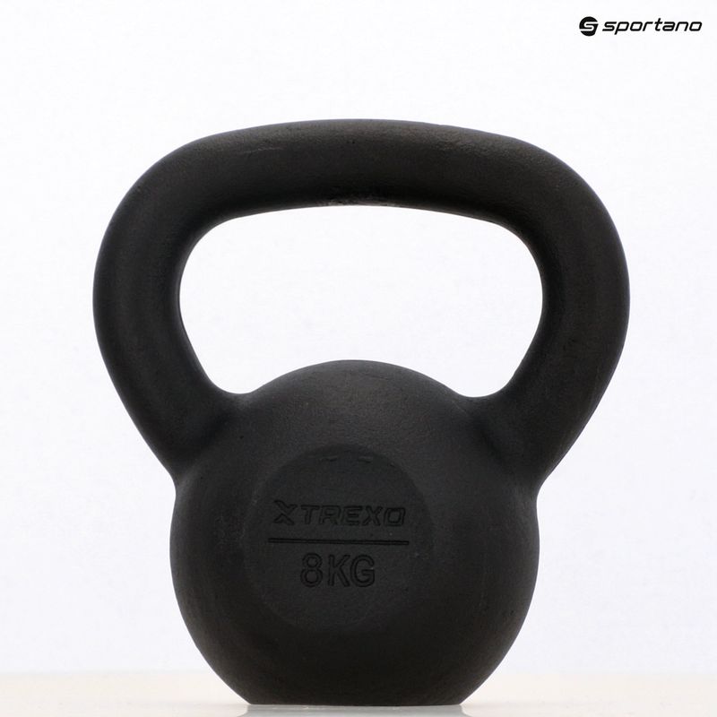 TREXO 8kg fekete öntöttvas kettlebell 8