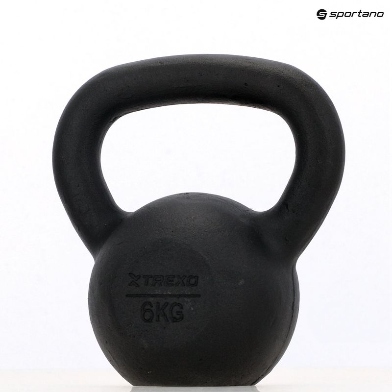 TREXO 6kg fekete öntöttvas kettlebell 8