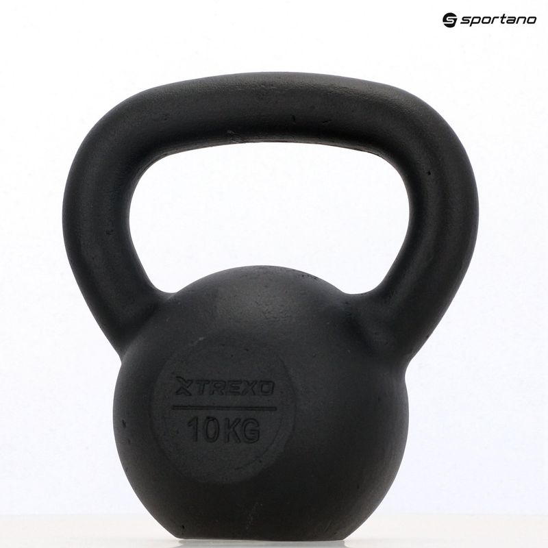 TREXO 10kg fekete öntöttvas kettlebell 8