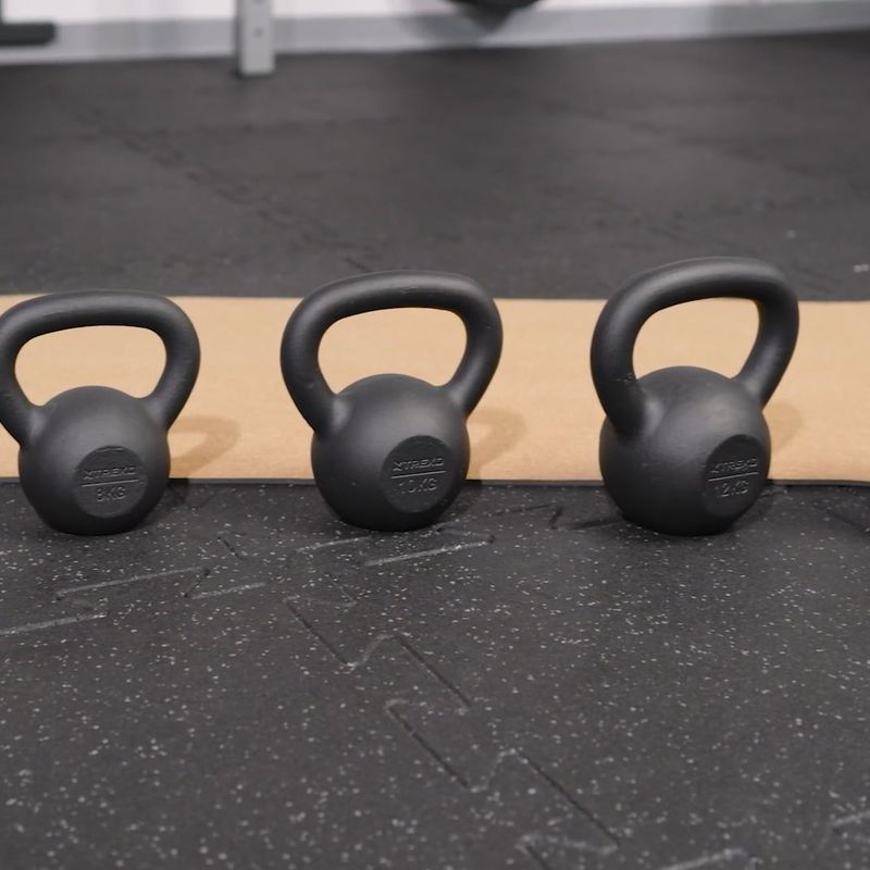 TREXO 10kg fekete öntöttvas kettlebell 9