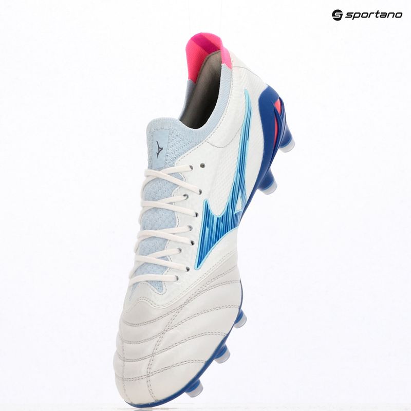 Férfi focicipők Mizuno Morelia Neo IV Β Elite MD white/tanager turquoise/pink tetra 9