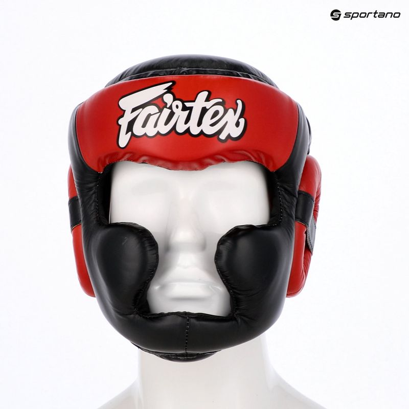 Box fejvédő Fairtex Diagonal Vision Sparring Headguard - Full Head Coverage black/red 6