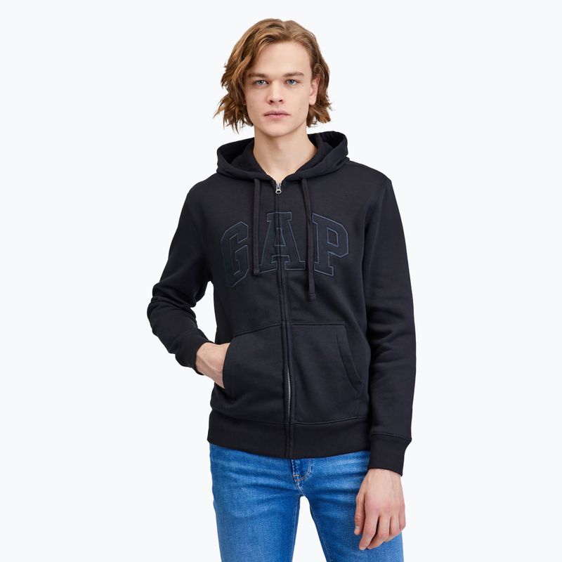 Férfi pulóver GAP V-Heritage Logo FZ true black
