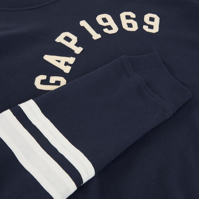 Férfi pulóver GAP Logo Piping Crewneck blue navy 3