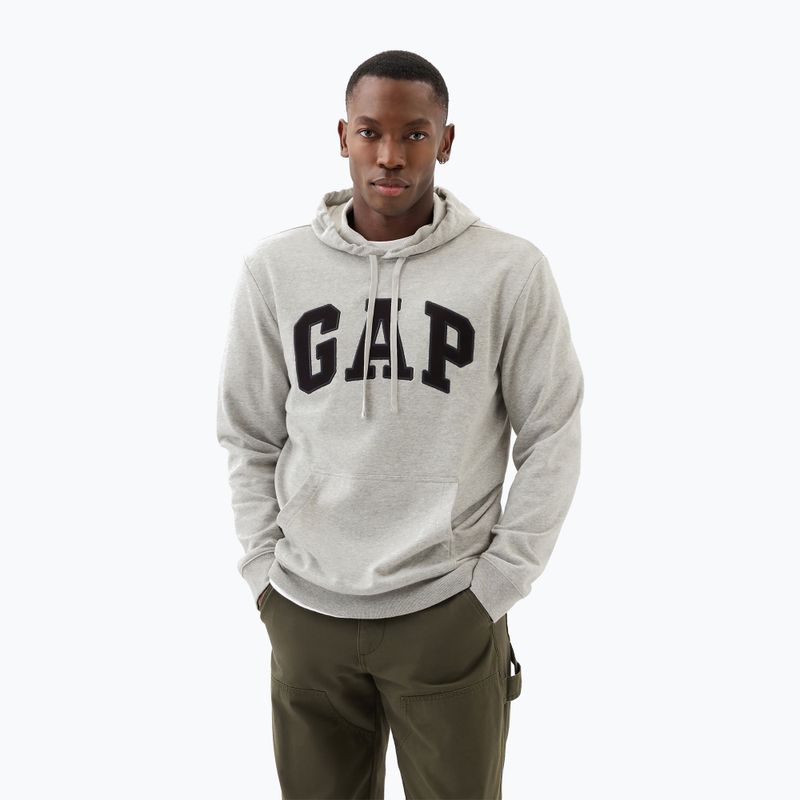 Férfi pulóver GAP Heritage French Terry Logo light heather grey