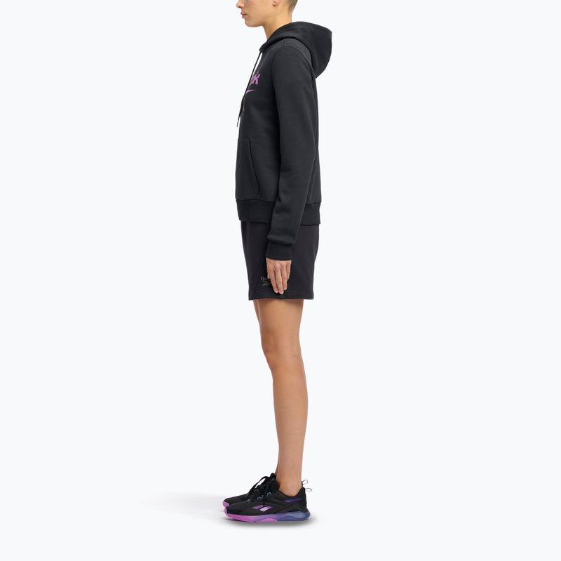 Női Reebok Identity Big Logo Fleece pulóver fekete/lila rave/elektromos borostyán színben 2