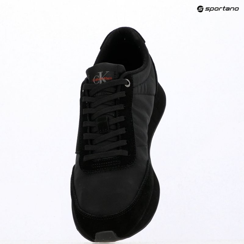 Férfi cipők Calvin Klein HM0HM02212 Retro Runner Bans Leather Suede triple black/adrenaline rush 9