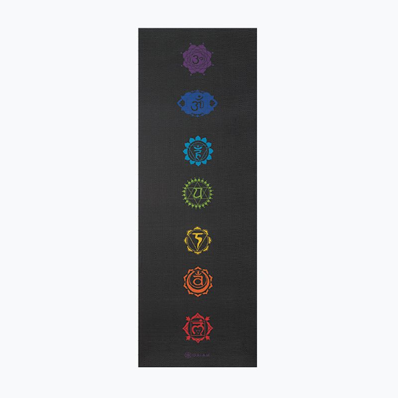 Gaiam Premium Black Chakra jógaszőnyeg 6 mm fekete csakra