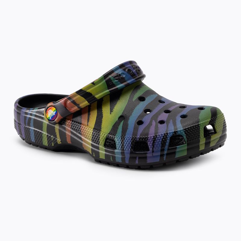 Crocs Classic Seasonal Printed zebra rainbow női papucs