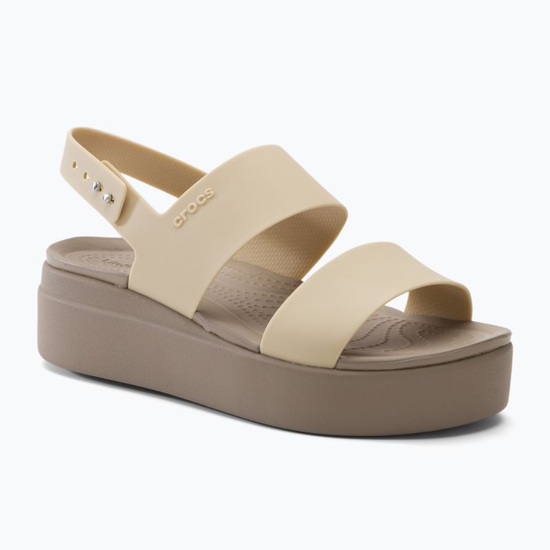Női Crocs Brooklyn Met Low Wedge fém pezsgő színű szandálok
