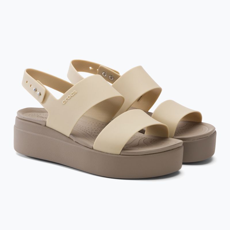 Női Crocs Brooklyn Met Low Wedge fém pezsgő színű szandálok 4