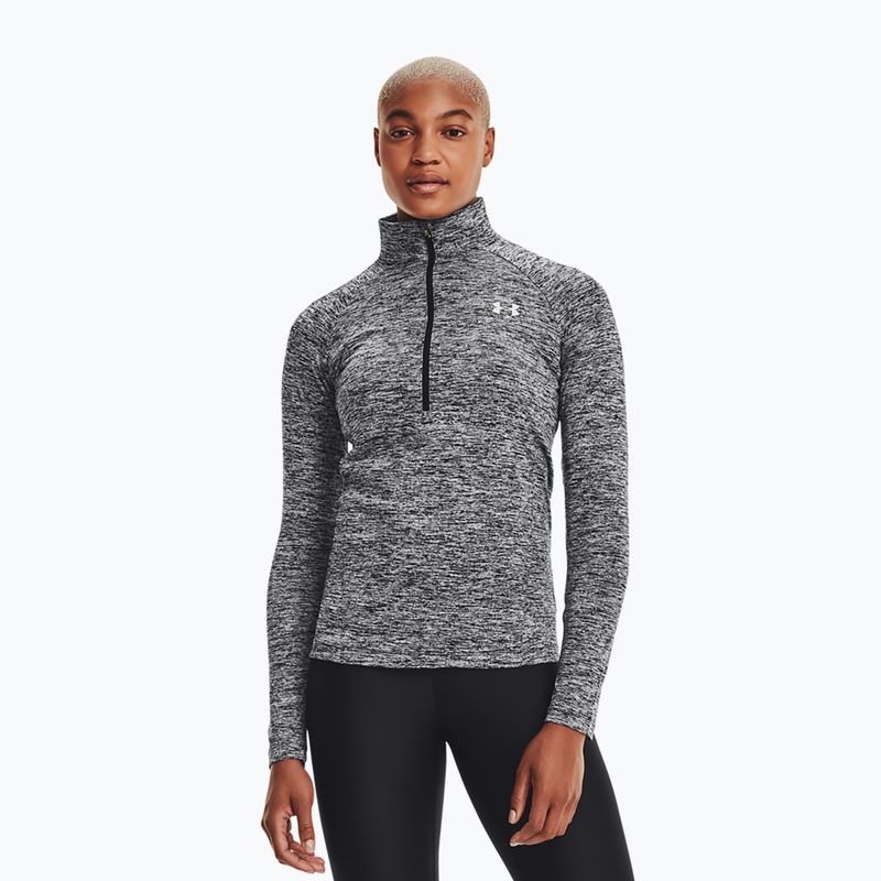 Under Armour Tech 1/2 Zip női pulóver - Twist fekete/fekete/metál ezüst