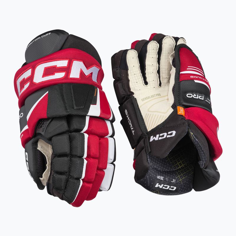 CCM Tacks XF Pro SR hokikesztyű fekete/piros/fehér 2