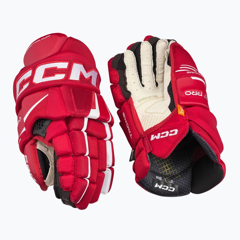 CCM Tacks XF Pro SR piros/fehér jégkorong kesztyű 2
