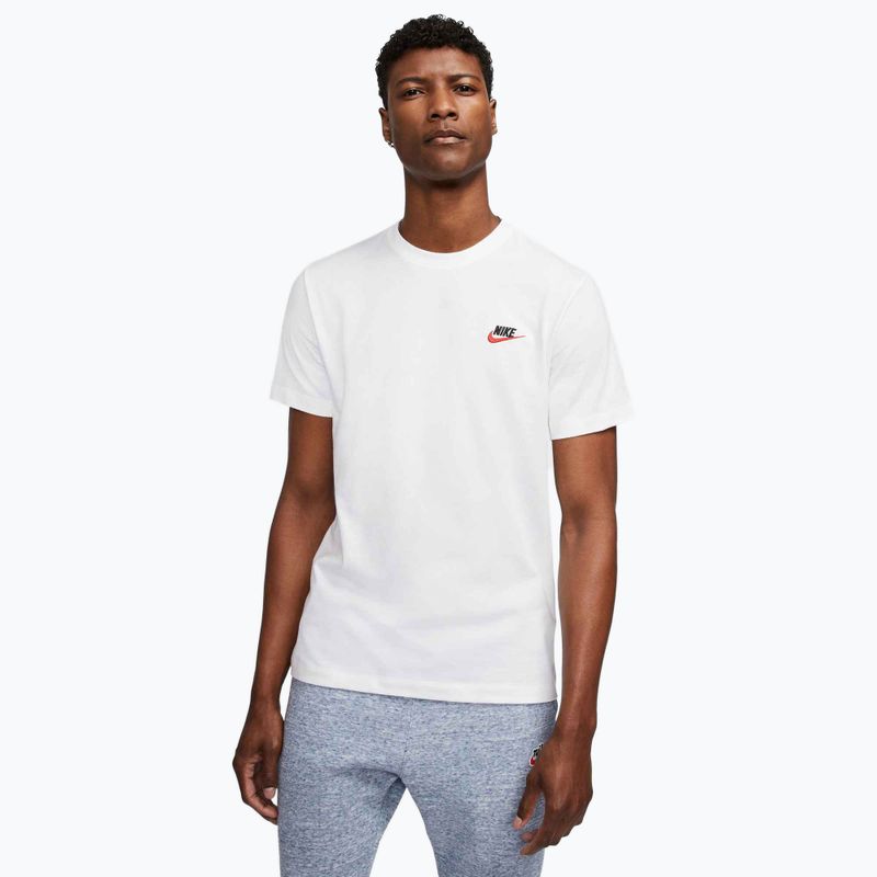 Férfi Nike Sportswear Club póló fehér/fekete/egyetemi piros