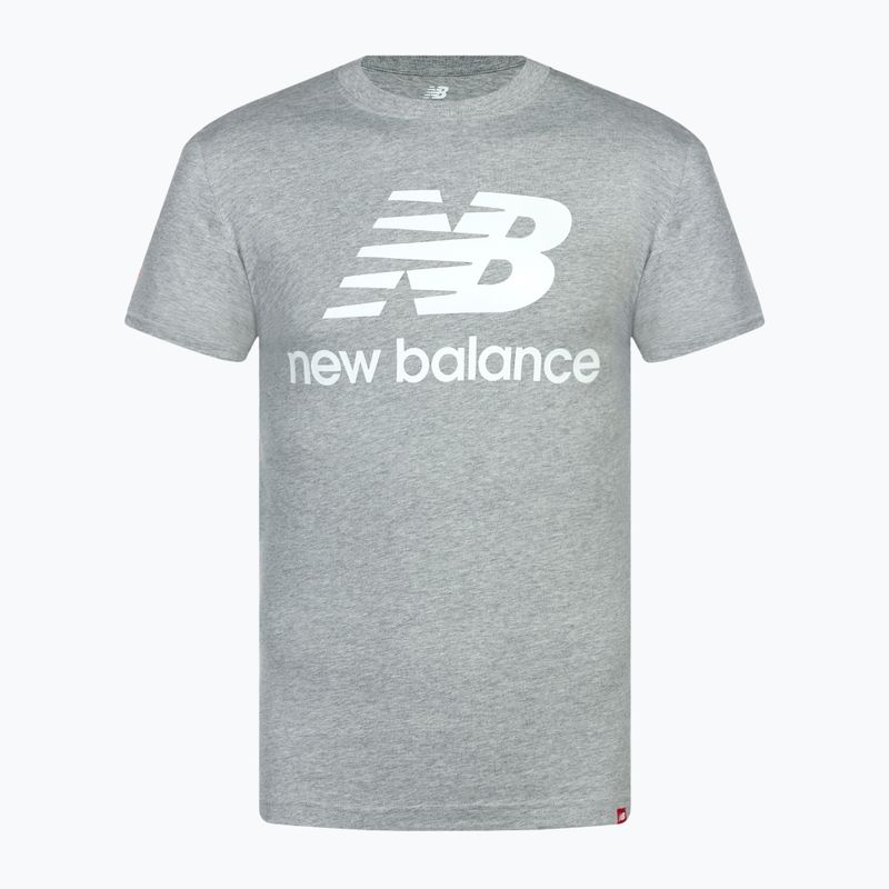 Férfi New Balance Essentials Stacked Logo póló szürke