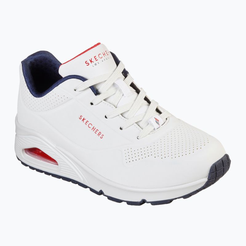 SKECHERS Uno Stand On Air női cipő fehér durabuck/navy/piros szegély/mesh