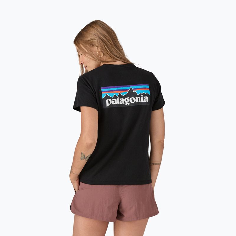 Női Patagonia P-6 Logo felelősségteljes póló fekete 2