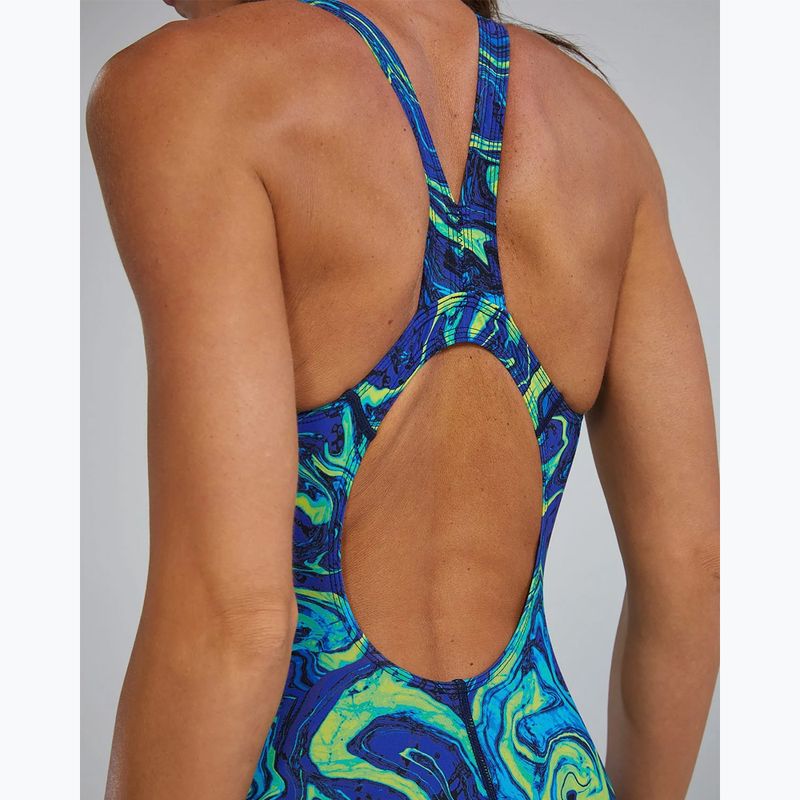 Női egyrészes fürdőruha TYR Thresher Open Back Hyperblitz blue/green 6