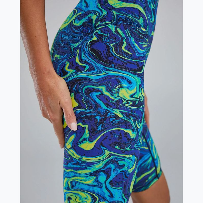Női egyrészes fürdőruha TYR Thresher Open Back Hyperblitz blue/green 8