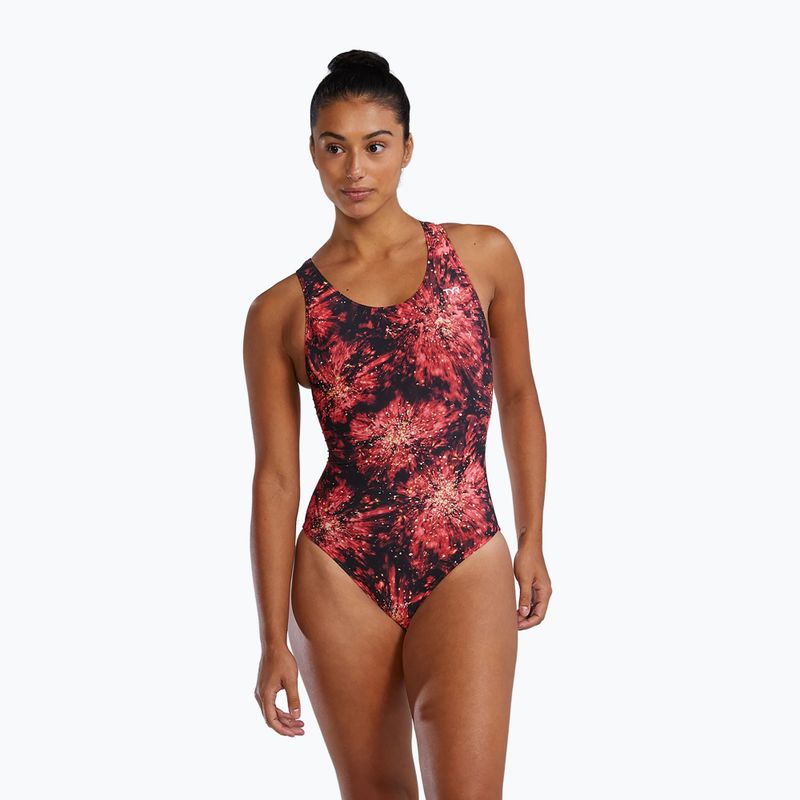 Női egyrészes fürdőruha TYR Durafast Elite Radiant Flare Maxfit piros