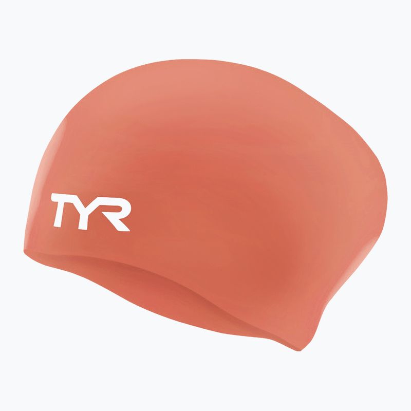 Úszósapka TYR Long Hair Wrinkle Free Silicone coral/white