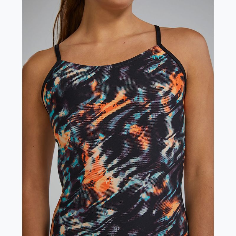 Női egyrészes fürdőruha Tyr Durafast Elite Validus Cutoutfit narancssárga/aqua/fekete 5