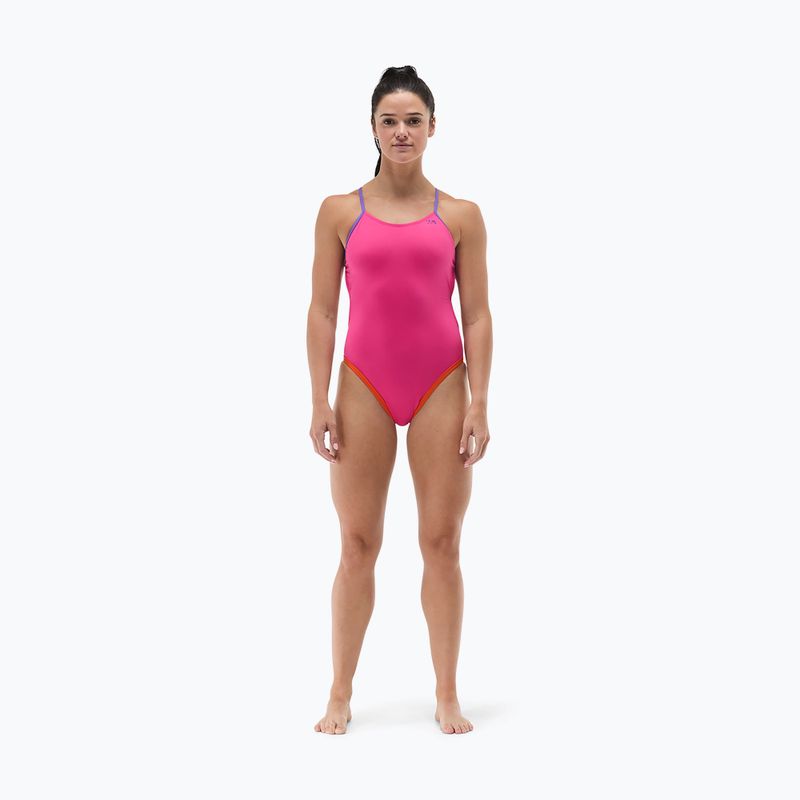 Női egyrészes fürdőruha Tyr Multistrap Cutoutfit Durafast Elite pink/multi 2