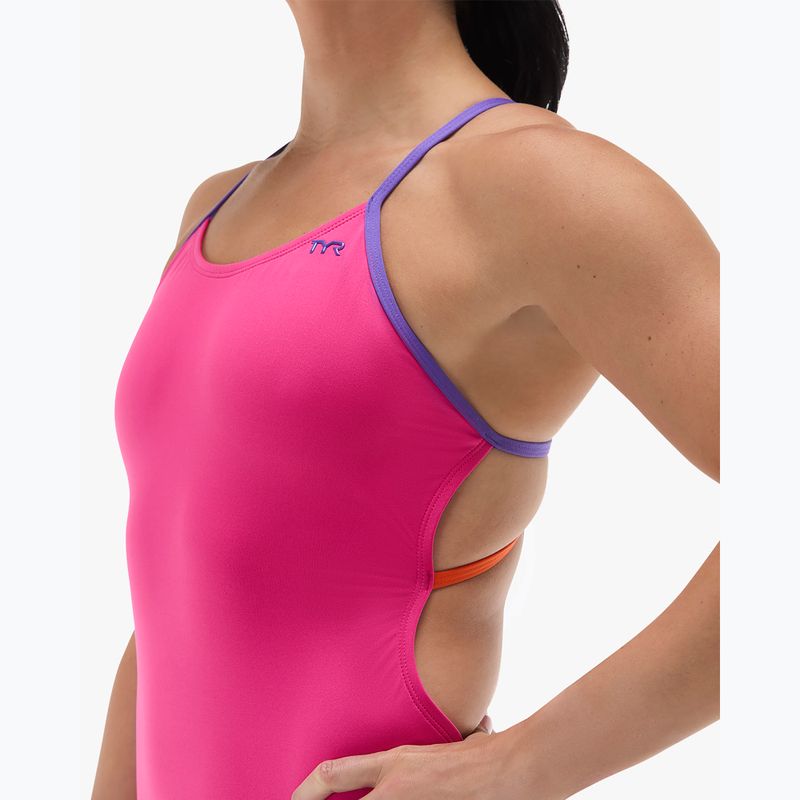 Női egyrészes fürdőruha Tyr Multistrap Cutoutfit Durafast Elite pink/multi 6