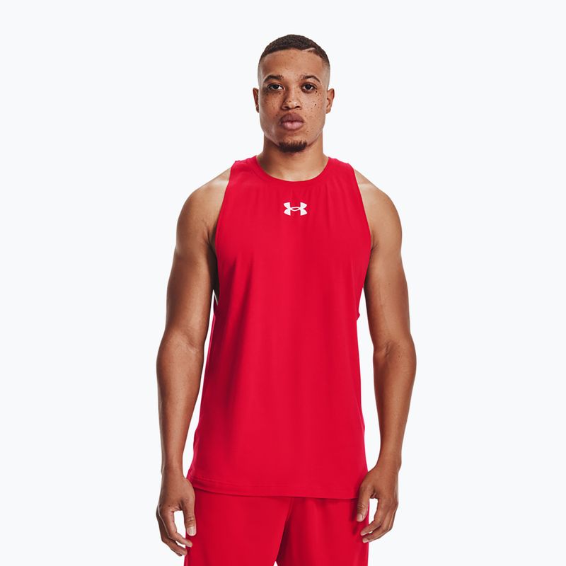 Férfi kosaras póló Under Armour Baseline Cotton Tank red/white/white