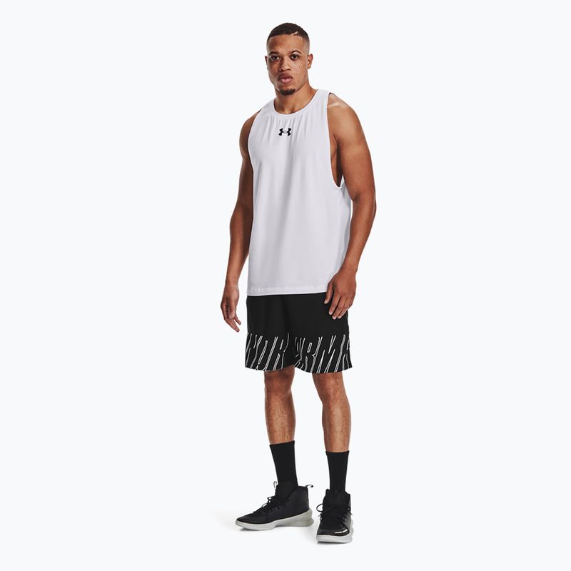 Under Armour Baseline Cotton Tank 100 férfi kosárlabda mez fehér és fekete UAR-1361901100-100 2