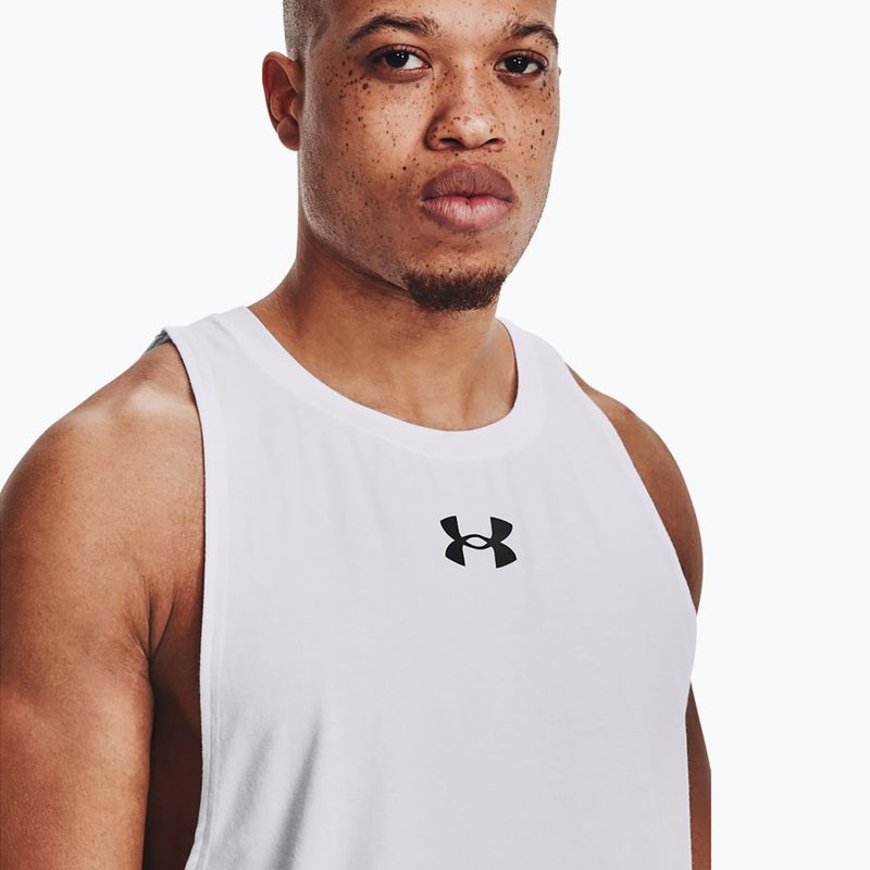 Under Armour Baseline Cotton Tank 100 férfi kosárlabda mez fehér és fekete UAR-1361901100-100 4