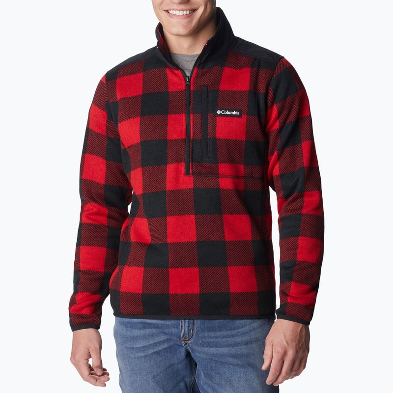 Columbia Sweater Weather II Nyomtatott hegyi piros kockás nyomtatott férfi trekking pulóver