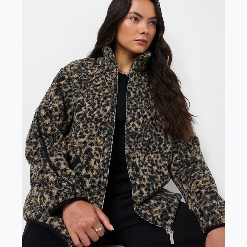 Női pulóver Sweaty Betty Plush Contrast Zip Up Fleece brown ink leopard print 4