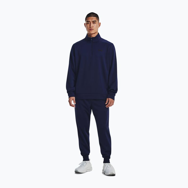 Férfi Under Armour Fleece 1/4 Zip midnight navy/fekete edzőfelső pulóver 2