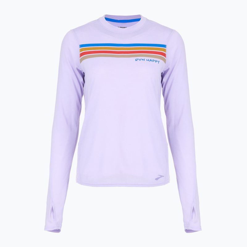 Női Brooks Distance Graphic LS heather violet dash/stripe futópóló