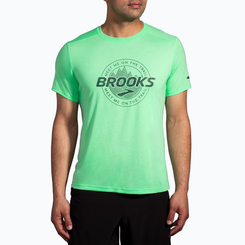 Férfi futópóló Brooks Distance 3.0 hyper green/brooks trail