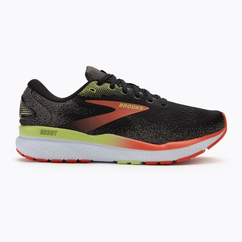 Brooks Ghost 16 férfi futócipő fekete/mandarin piros/zöld 2