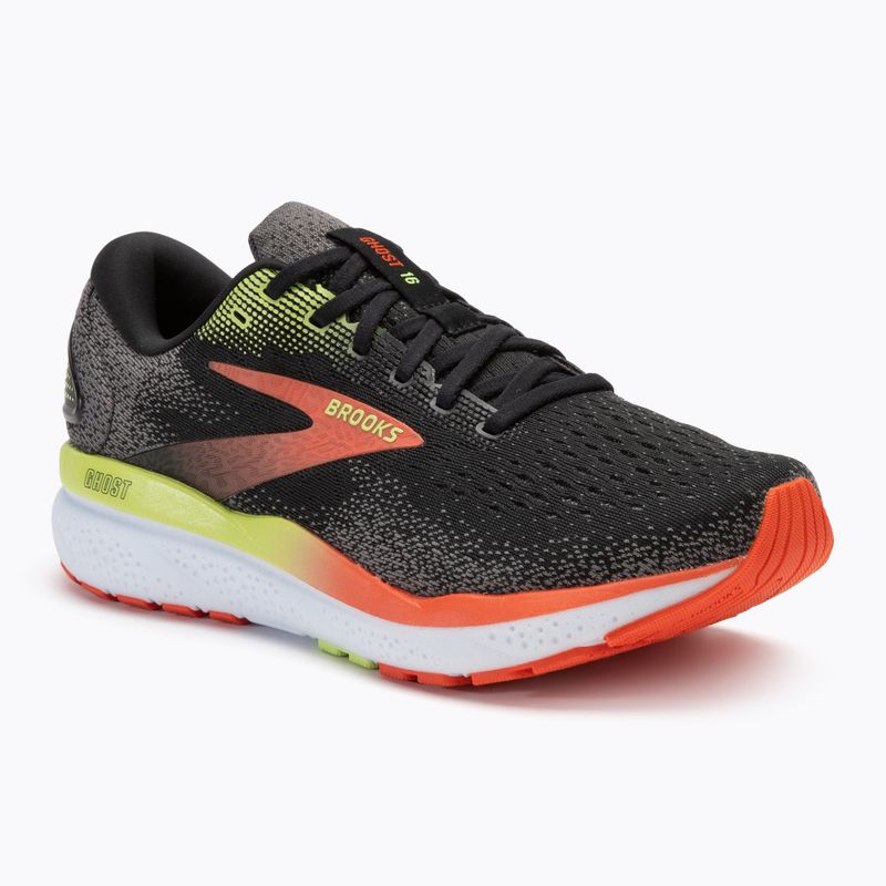 Férfi futócipő Brooks Ghost 16 wide fit fekete/mandarin vörös/zöld