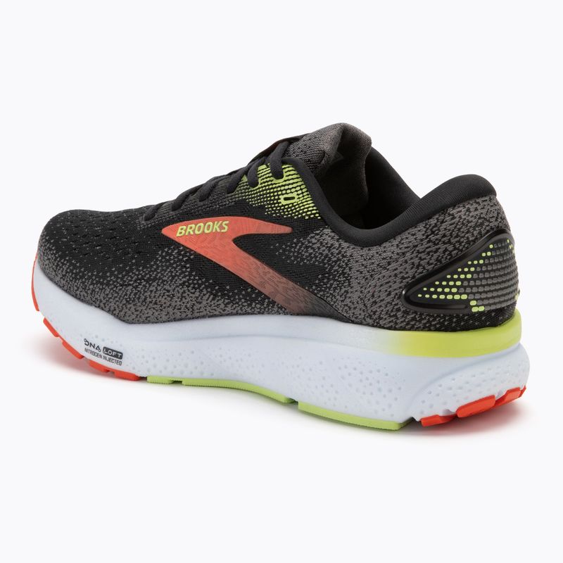 Férfi futócipő Brooks Ghost 16 wide fit fekete/mandarin vörös/zöld 3