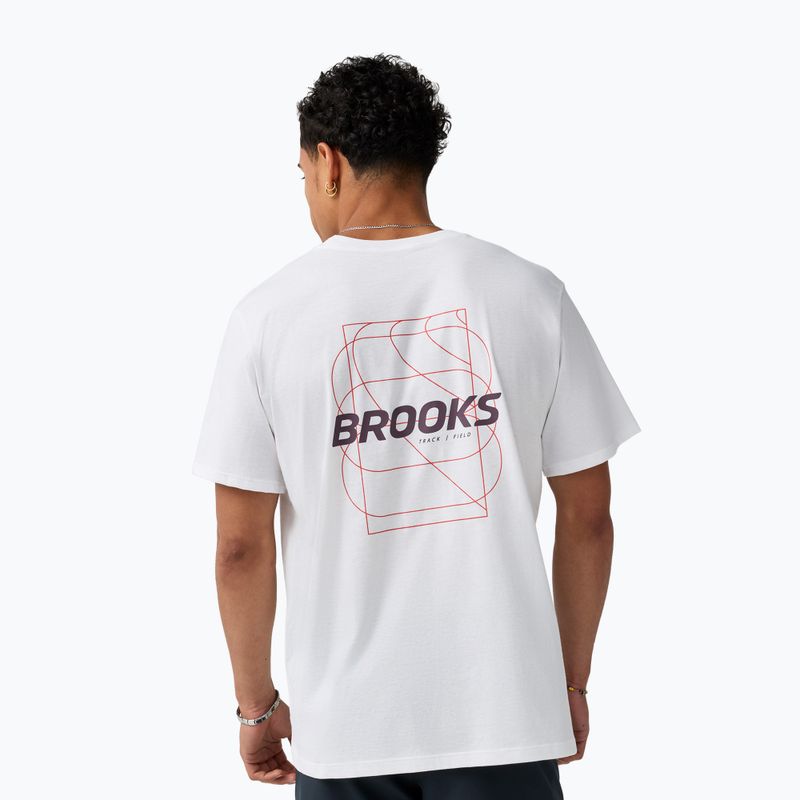Férfi futópóló Brooks Graphic white/burgundy blaze/cosmic 2