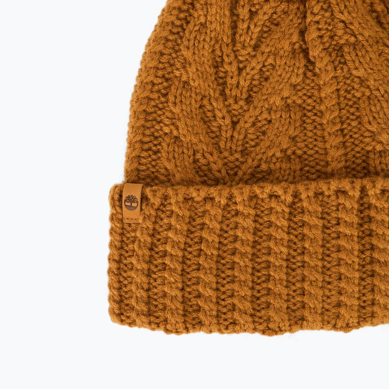 Női téli sapka Timberland Cable Premium Pom Beanie búza 3