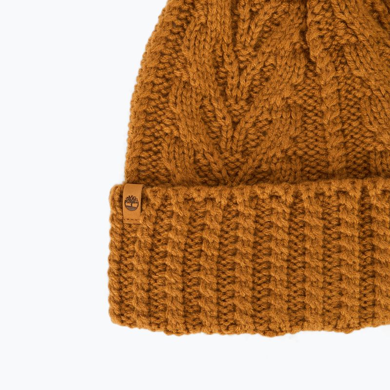Női téli sapka Timberland Cable Premium Pom Beanie wheat 3