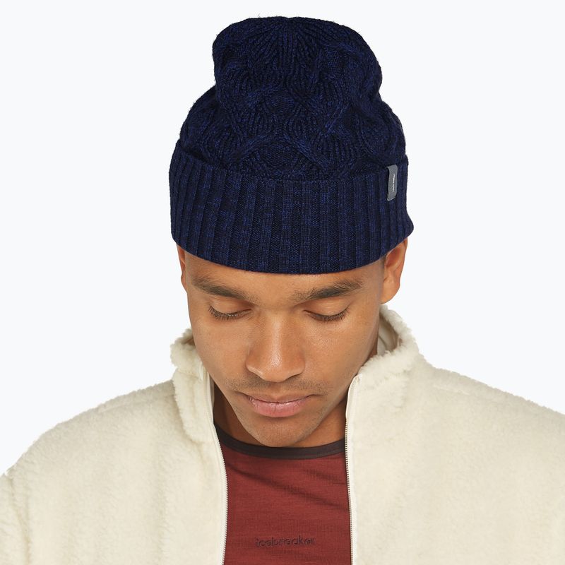 Icebreaker Merino Cable Knit téli sapka midnight navy/ royal navy 2