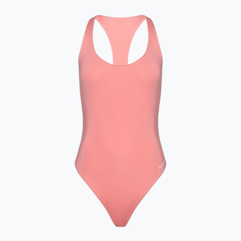 Női egyrészes fürdőruha Hurley O&O Solid Racerback Moderate One Piece pacific pink