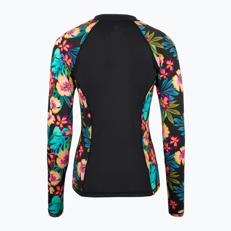 Hurley női úszás hosszú ujjú Fiji Fantasy Zip Front Rashguard fekete 2