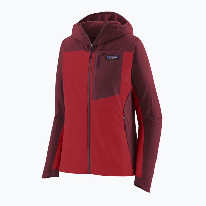 Női softshell dzseki Patagonia R1 CrossStrata Hoody túra piros 9